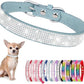 Rhinestone Dog Collar for Small Dogs, Bling Diamond Fancy Crystal Glitter Pretty Jewel Pet Puppy Collars for XXS XS Small Medium Large Breed Girl Dogs Female Cats Kitten, Teal XL