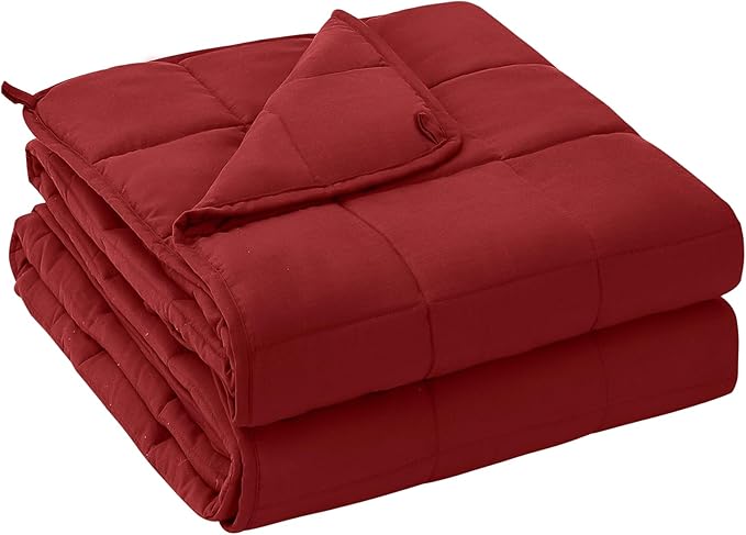 yescool Weighted Blanket for Adults (20 lbs, 88” x 104”, Red) Cooling Heavy Blanket for Sleeping Perfect for 190-210 lbs, Queen Size Breathable Blanket with Premium Glass Bead, Machine Washable