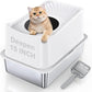 Stainless Steel Cat Litter Box, Large Top Entry Litter Box for Big Cats, Enclosed Kitty Litter Pan with Lid, Metal Cat Box Never Absorbs Odors, Easily Cleaning, Include Scoop