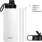 DRINCO Stainless Steel Water Bottle Spout Lid Vacuum Insulated Double Wall Water Bottle Wide Mouth (40oz 32oz 22oz 18oz 14oz) Leak Proof Keeps Cold or Hot (32 oz, 32oz Artic White)