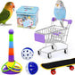 6pcs Interactive Puzzle Toy Set for Small Parrots - Training, Stress Relief, Include Coin Box, Bell Ball, Skateboard & Ferrule Toy for Bird Budgies, Cockatiels, Parakeet etc