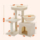 PEQULTI Small Cat Tree, [28.5''] Cat Tower for Indoor Cats, 2 Styles Activity Tree with Cat Scratching Posts, Big Hammock and Removable Top Perch Beige