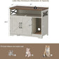 Cat Litter Box Enclosure, Hidden Litter Box Furniture with Scratch Pad, Farmhouse Indoor Cat House Washroom End Table, White