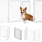 Full Metal Freestanding Dog Gate with Door, 24'' Height Foldable Pet Dog Fence for Indoor & Outdoor, 4 Panels Extra Wide Free Standing SmallDog Gates for Doorways,House,Stairs,Porch,Deck,Yard