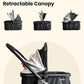 Pet Stroller for Small Dogs and Cats, One-Click Foldable Dog Stroller with Detachable Carrier & 3 Safety Tethers, Holds up to 33 lbs, Storage Basket & Cup Holder, Breathable Mesh, Black