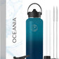 Oceania Flask 40oz Stainless Steel Sports Water Bottle | Leakproof, Hydro BPA-Free, Insulated with 3 Modern Lids, 3 Straws & 2 Straw Cleaning Brushes | Simple Camping & Hiking Bottle