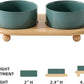 Ceramic Elevated Dog Bowls, Food and Water Bowls for Dogs, Puppy, Raised Dog Dish, Pet Feeder(6inch, 2 x Dark Green + Stand)