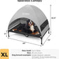 Veehoo Outdoor Dog Bed with Canopy, Cooling Elevated Pet Cot with Removable Shade, Non-Slip Feet, Raised Dog Cot for Large Dogs, Pet Tent Bed for Camping, Beach, XLarge, Black + Grey, CWC2411