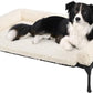 Veehoo Cooling Elevated Dog Bed Add Removable Deluxe Rose Plush Bolster Cushion Mat, 41" x 27" Washable Dog Couch Bed, Raised Pet Cot with Breathable Teslin Mesh, No-Slip Feet, White, CWC2439B