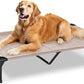 Elevated Dog Bed for Outdoor, XL Raised Dog Cot with Washable Mesh, Cooling Pet Cot Chew Proof for Outside Camping, 49"x33" Grey