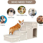 Dog Stairs with Storage, Folding Pet Steps with Zip for Small Dogs and Cats, 4-Step Pet Stairs with Pet House for High Bed, Couch and Car Ramp, Up to 200 Lbs (Beige, 4 Steps with Condo)