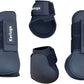 Horse Boots Set of 4 Open Front & Fetlock Tendon Boot for Horses Professional Sport Protection Impact-Absorbing Equine Leg Support Wraps for Jumping, Riding, Training (Black, Full)
