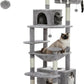 PAWZ Road Large 72 Inch Cat Tree and Tower for Indoor Cats - With Sisal-Covered Scratching Posts, Padded Perches, Condos, and Basket - Gray