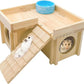 Wooden Hamster Hideout Hamster Wood House with Ladder Hides Platform Decor Detachable Small Animals Cage Accessories for Rat Gerbils and Other Small Pets