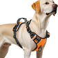 Timos Dog Harness Large Sized, No Pull with Neck Lockable Snap,No Choke Front Clip Dog Reflective Harness,Adjustable Metal Rings 3 Buckles,Easy Control Handle for Large Dogs Orange XL