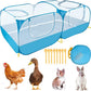 Lukovee Small Animals Playpen, Chicken Pen with Escape-Proof Detachable Bottom & 4 Zipper Doors, Breathable Foldable Portable Large Chicken Run Coop for Puppy Duck Kitten Rabbits Outdoor Yard (Blue)
