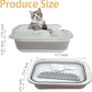 Collapsible Kitten Litter Box, Open High Sided Cat Potty Pan with Scoop Shallow Cat Toilet Anti-Splashing Low Entrance Travel Litter Box with Falling Sand Pedal for Kitty to Senior Cats