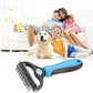 Pet Grooming Tool - 2 Sided Undercoat Rake for Cats and Dogs - Safe Dematting Comb for Easy Mats & Tangles Removing - No More Nasty Shedding and Flying Hair