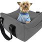 Dog Car Seat for Small Dogs, Large Leather Dog Car Bed with Storage Pocket, Waterproof PVC Leather Booster Seat Travel Bed for Front & Back Seat, Clip-On Safety Leash (Black/Grey)