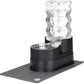 RIZZARI Automatic Cat Water Dispenser: Black 7L Elevated Fountain - Stainless Steel Gravity Feeder - Splash Guard Mat