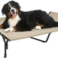 Veehoo Cooling Elevated Dog Bed, Guardrail Raised Pet Cot, Indoor & Outdoor XXL Pet Bed with Washable & Breathable Teslin Mesh, Non-Slip Feet, Dog Couch Bed, 62.5" x 37", Beige Coffee