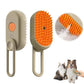 3-In-1 Rechargeable Steamy Cat Brush, Deep Cleaning & Hair Removal System with Rotating Handle, 360° Massage for Cats & Dogs (Cream)