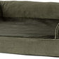 Furhaven Orthopedic Dog Bed for Large/Medium Dogs w/ Removable Bolsters & Washable Cover, For Dogs Up to 55 lbs - Faux Fur & Velvet Sofa - Dark Sage, Large