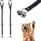 Leather Dog Doorbells for Door Knob/Potty Training/Go Outside, Length Adjustment Copper Dog Bell, Housetraining Hanging Bell, Black Leather Silver Bells - 2 Pack