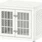 26" Heavy Duty Dog Crate Furniture for Small Dogs, Metal Kennel for High Anxiety Dogs, Chew Proof Pet Cage Indoor, Decorative Kennel End Table, White