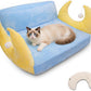 Cat Couch with Soft Pillow, Supportive Dog Couch, Cat Sofa with Removable Cover，Cute Moon Shaped, 24 Inch