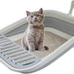 Collapsible Kitten Litter Box, 17.7 x 13.4 x 5 inch Open Cat Potty Pan with Scoop Foldable Shallow Cat Toilet Anti-Splashing Low Entrance Travel Litter Box with Falling Sand Pedal Grey