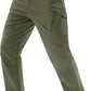 TACVASEN Men's Winter Pants 9 Pockets Fleece Snow Hiking Pants Water-Resistant Warm Softshell Thick Tactical Pants