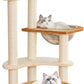 Modern Cat Tree Tower,Hand-Woven Ma Teng cat nest, Sisal-Covered Scratching Posts for Indoor Cats, Multi-Level Cat Condo with Space Capsule Nest, Tall Cat Tree for Multiple Large Cats