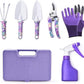 6 Pieces Garden Tools Set Planting Tools, Non-Slip Handle with Anti-Rust Trowel, Cultivator, Pruning Shear, Water Sprayer and Carrying Case, Gloves with Claws