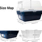 Petfamily Cat Litter Box, Large Foldable Jumbo Hooded Cat Litter Box with Transparent Lid (Navy Blue)