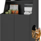 Large/Tall Litter Box Enclosure, Modern Wooden Litter Box Furniture for XL Litterbox with Open Shelf as Sideboard Cabinet (Black)