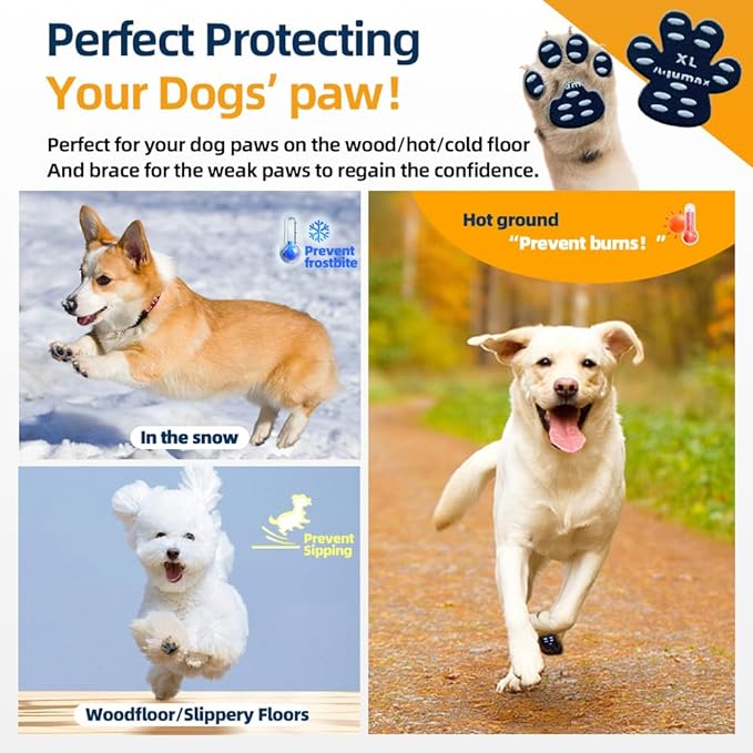 Dog Anti Slip Paw Grips Traction Pads,Dog Feet Stickers with Stronger Self-Adhesive Paw Pad Provide Traction for Senior, Injured Dogs,12 Sets (48 pcs) M Black