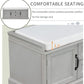 Shoe Storage Bench with 2 Drawers and 2 Cabinets, Pine Wood Shoe Bench with Removable Cushion for Living Room, Entryway 42.5" L x 15.9" W x 17.5" H (Gray Wash)