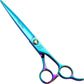 Fenice Peak 7.5'' Green Straight Dog Grooming Scissors Pet Shears with Ergonomic Offest Handle and Simulated Emerald Screw 440C Grooming Scissors Trimming Shears Durable and Sharp