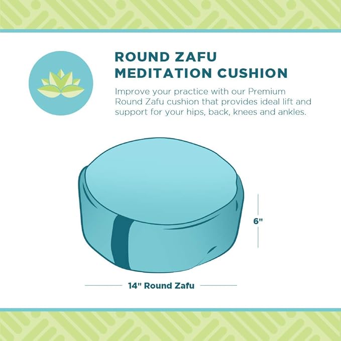 Bean Products Zafu Meditation Pillows for Sitting on Floor, Yoga Cushion, Cotton/Buckwheat Fill Yoga Pillow, Zafu Meditation Cushion, Zen Kneeling Prayer Pad- Made in USA - 14" Round - Stone Gray