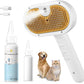 Pet Steam Brush for Dog & Cat – 3-in-1 Spray Hair Removal Comb – Steam for Shedding & Grooming – Water Brush for Long & Short Haired Pets – Spritz Defur Comb – Includes Waterless Shampoo