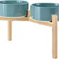 SPUNKYJUNKY Elevated Dog Bowls Ceramic, 8.3'' Dogs Food Water Bowls Raised with Non-Slip Bamboo Stand for Large Sized Breed Microwave Dishwasher Safe - 60 OZ,Dark Green