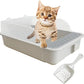 Open Cat Litter Box with High Side,Anti-Splashing Cats Litters Pan,Kitten Toilet with Litter Sifting Scoop,Semi-Enclosed Removable Kittens Litter for Boxes Easy to Clean No Odor
