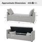 HULALA HOME Modern Storage Ottoman Bench with Throw Pillows, 59" Extra Long End of Bed Bench with Storage Pocket, Comfy Upholstered Footstool for Bedroom Entryway Living Room, Grey