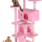 FDW Cat Tree 54in Cat Tower Multi-Level Durable Cat Scratching Post & Cozy Fun Cat Jumping Platform Space Saving Cat Condo Pet Play House for Indoor Cats,Pink