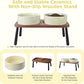 SPUNKYJUNKY Ceramic Elevated Dog Bowls Raised with Acacia Bamboo Wooden Stand, 8.3'' Dog Food Water Bowls Set Non-Slip for Medium Large Sized Breed Microwave Dishwasher Safe - 60 OZ,Beige