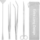 15Inch Extra Long Design Aquarium Aquascaping Tool Stainless Steel Aquascape Tools Kit 4 in 1 Anti-Rust Fish Tank Starter Kit with Long Tweezers Scissors Spatula for Aquarium Plants (Silver)