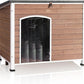 GUTINNEEN Dog House Outdoor Weatherproof with Anti-bite Metal Frame Large Indoor Wooden Dog Kennel for Medium to Large Dogs, 43.3" L × 29.4" W × 33.4" H