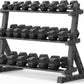 PAPABABE Hex Dumbbell Set with Rack, Rubber Encased Free Weight with Weight Storage Racks, Multiple Weight Options for Home Gym and Fitness