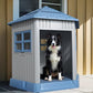 DRATO Dog House Indoor Outdoor Durable Large Dog Shelter with Outside Dog Kennel with Window and Elevated Floor for Small Medium Dogs (Blue, by)